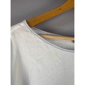 NIC+ZOE White Linen‎ Blend Top XL Ruffle Bell Sleeves Blouse Womens